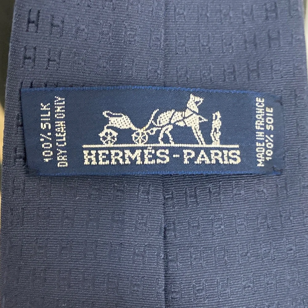 Hermes Classic Blue Silk Tie